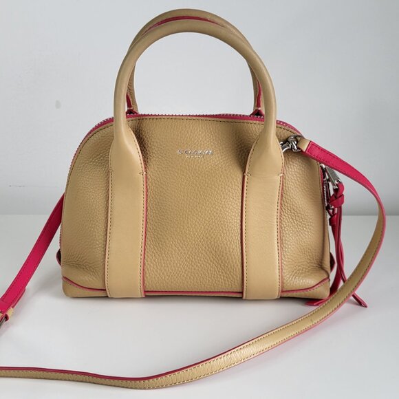 Coach Bleecker Preston Satchel In Edgepaint and Pink Leather I Crossbody - Picture 4 of 10